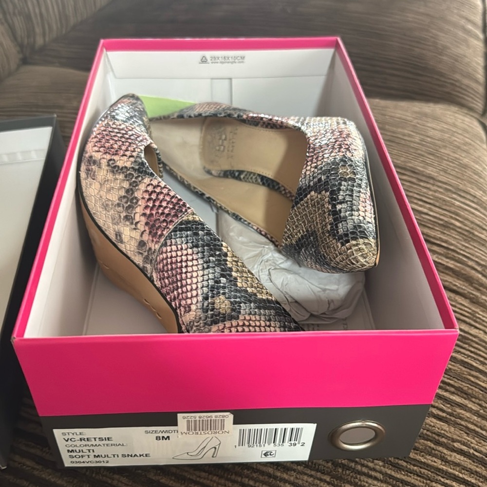 Vince Camuto snake print closed toe heels